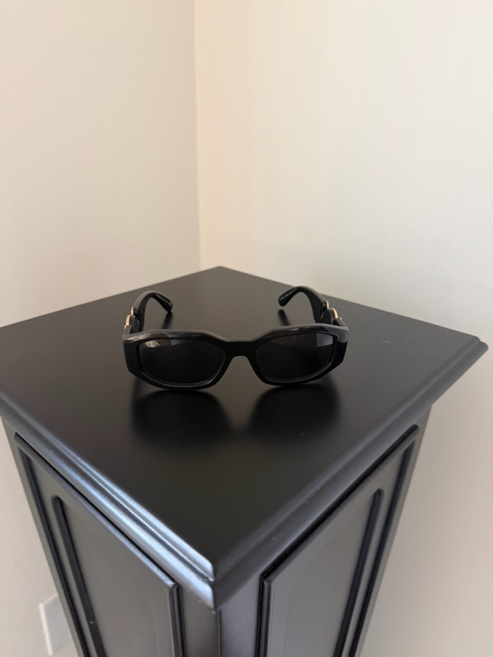 Versace “Biggie” Black Sunglasses with Gold Medusas